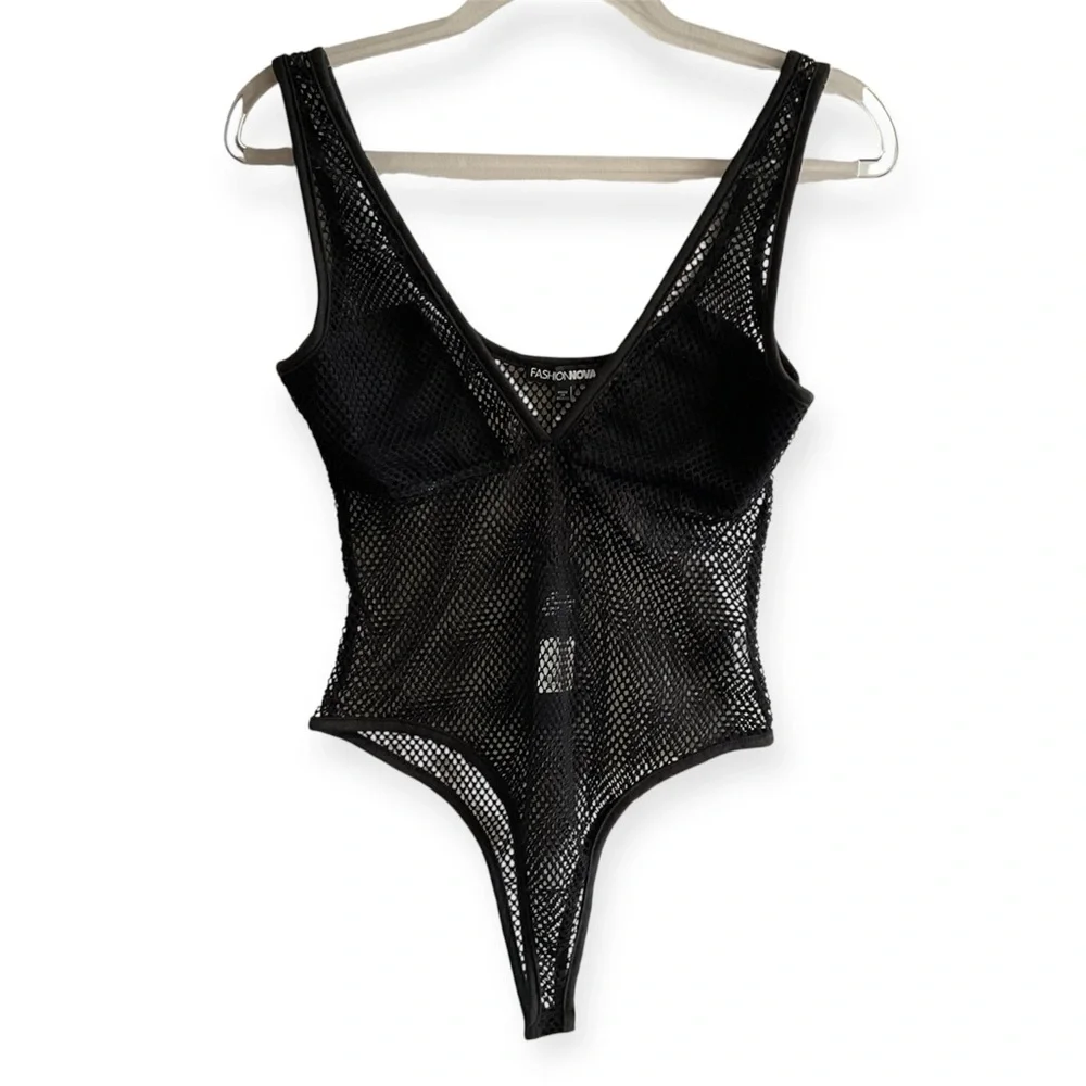 Fashion Nova Don’t Get Caught Up Black Fishnet Bodysuit - Picture 2 of 15